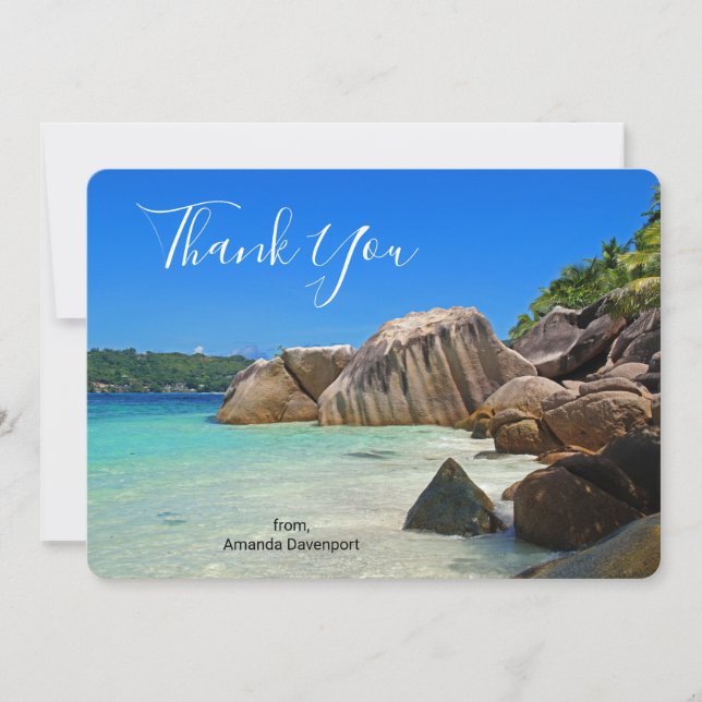 Beautiful Tropical Sea Rocky Coastline Dankeskarte (Vorderseite)