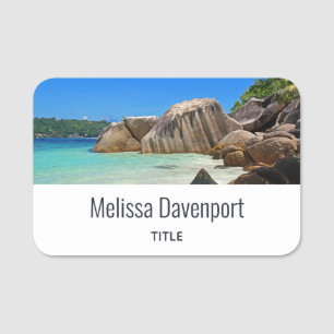 Beautiful Tropical Sea Rocky Coastline Namensschild