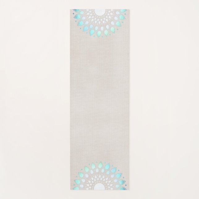 Beautiful Türkise Blue Lotus Mandala Yogamatte (Vorderseite)