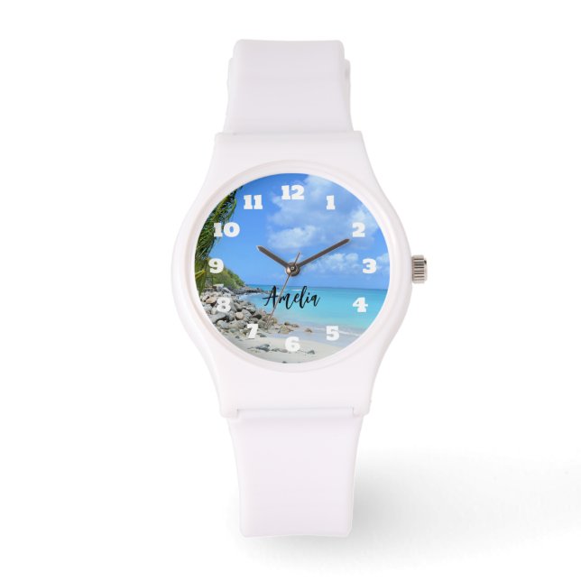 Beautiful Turquoise Tropical Beach Armbanduhr (Vorderseite)