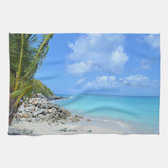 Beautiful Turquoise Tropical Beach  Geschirrtuch (Horizontal)