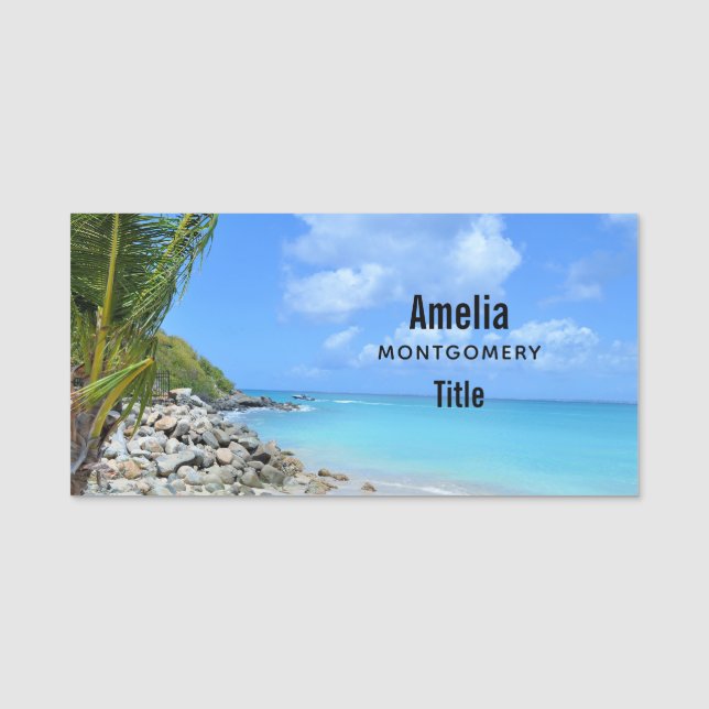 Beautiful Turquoise Tropical Beach Namensschild (Vorderseite)
