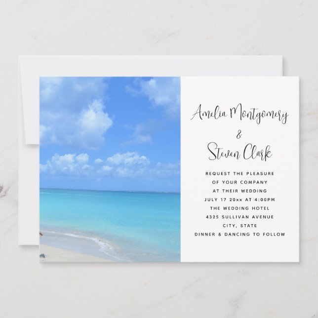 Beautiful Turquoise Tropical Beach Wedding Einladung (Vorderseite)