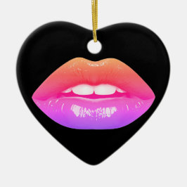 Beautiful Two-Tone Lips on a Valentines Day Tree Keramik Ornament