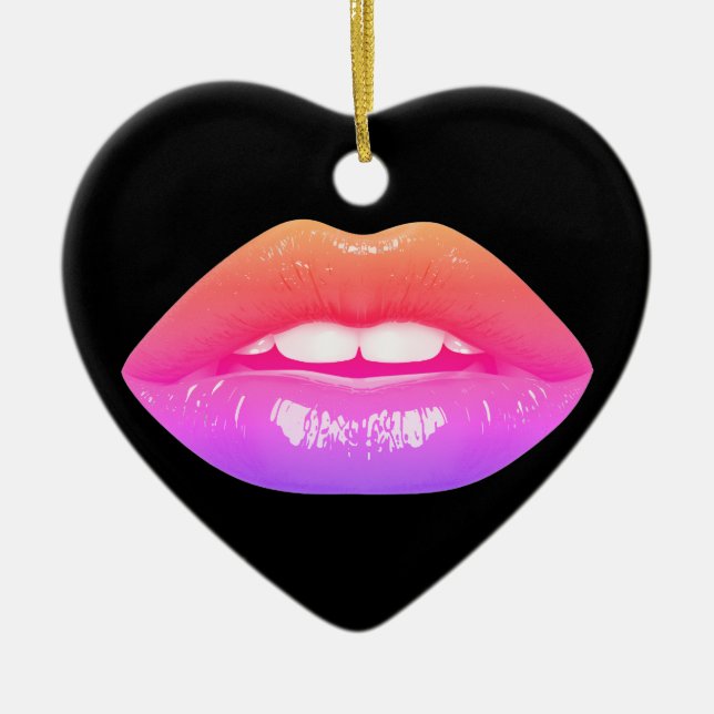 Beautiful Two-Tone Lips on a Valentines Day Tree  Keramik Ornament (Vorne)