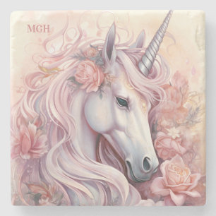 Beautiful Unicorn Custom Monogram Steinuntersetzer