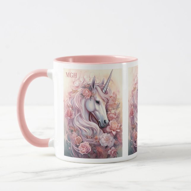 Beautiful Unicorn Custom Monogram Tasse (Links)