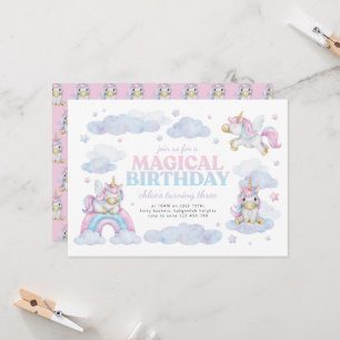 Beautiful Unicorn Erstgeburtstag Einladung Mädchen