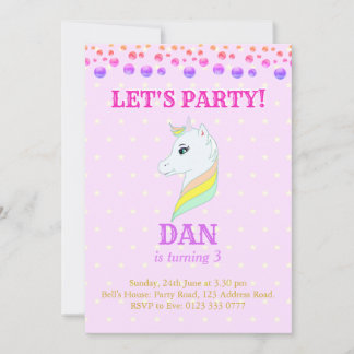 Beautiful Unicorn Geburtstag Einladung