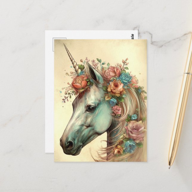 Beautiful Unicorn Postkarte (Vorderseite/Rückseite Beispiel)