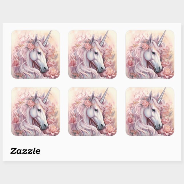 Beautiful Unicorn Quadratischer Aufkleber (Blatt)