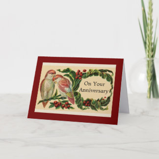 Beautiful Vintage Birds Anniversary Greeting Card Karte