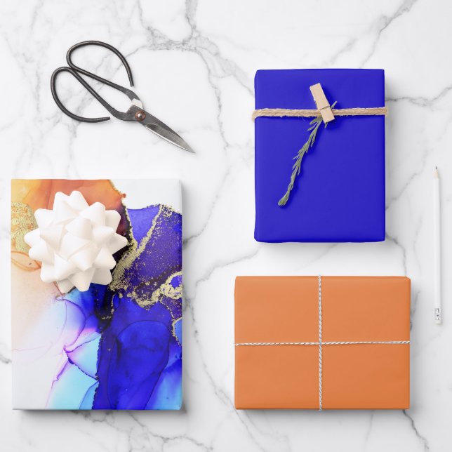 Beautiful Violet Orange Gold Abstrakt Geschenkpapier Set (Vorderseite)