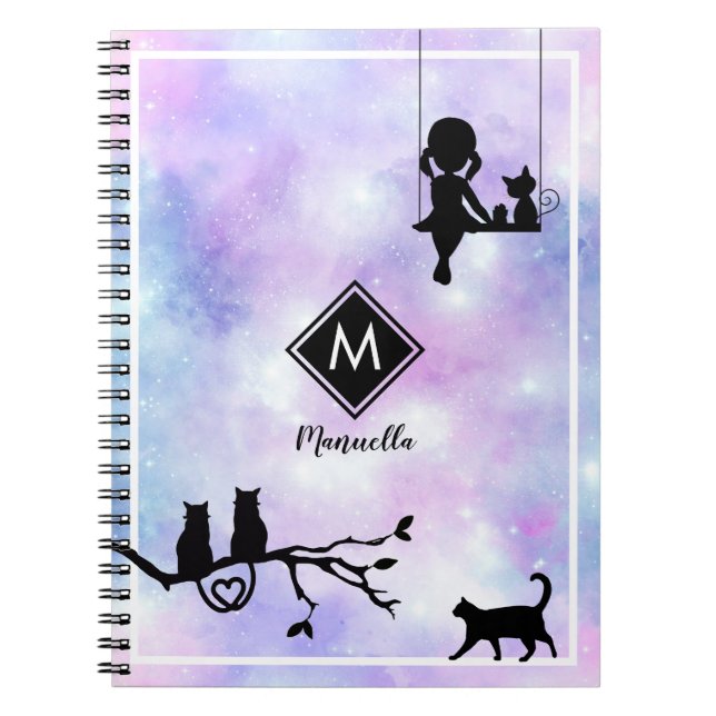 Beautiful Violet Watercolor Galaxy Girl Notizblock (Vorderseite)
