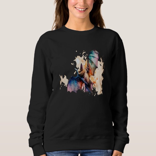 Beautiful Watercolor Bat Portrait Sweatshirt (Vorderseite)