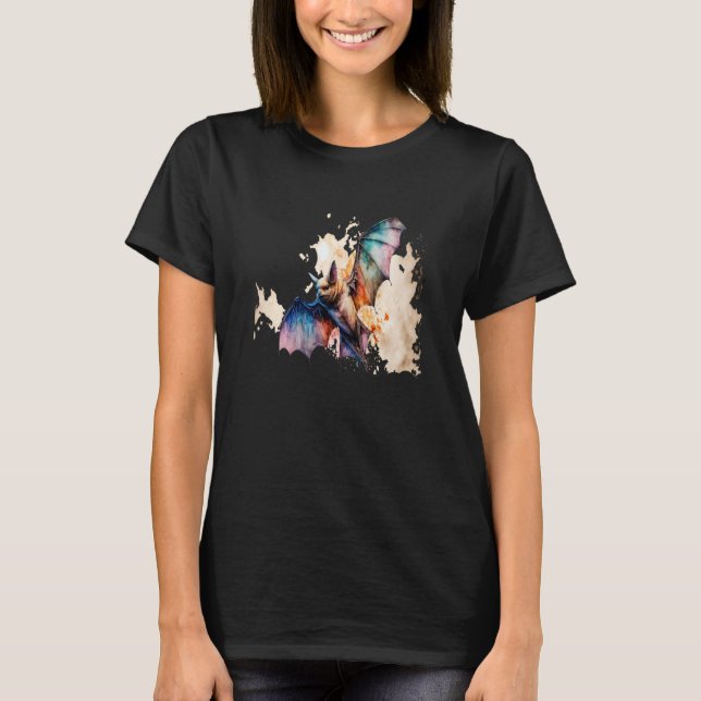 Beautiful Watercolor Bat Portrait T-Shirt (Vorderseite)