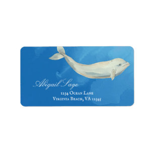 Beautiful Watercolor Beluga Whale Adresse Adressaufkleber