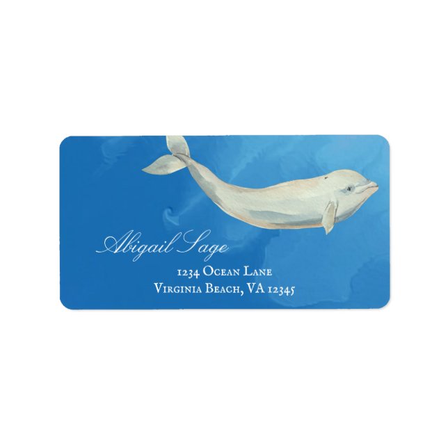 Beautiful Watercolor Beluga Whale Adresse Adressaufkleber (Vorne)