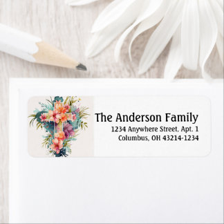 Beautiful Watercolor Christlich Cross Oster Label