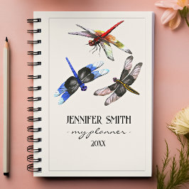 Beautiful Watercolor Dragonflies Colorful Spiral Planer