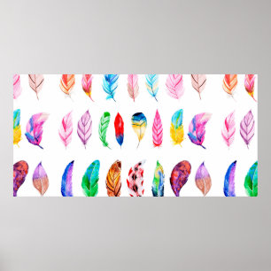 Beautiful Watercolor Feather Collection Poster