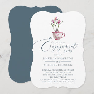 Beautiful Watercolor Floral Engagement Party Einladung