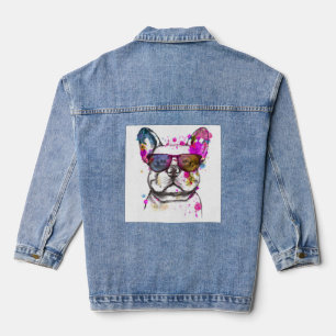 Beautiful Watercolor French Bulldog Jeansjacke