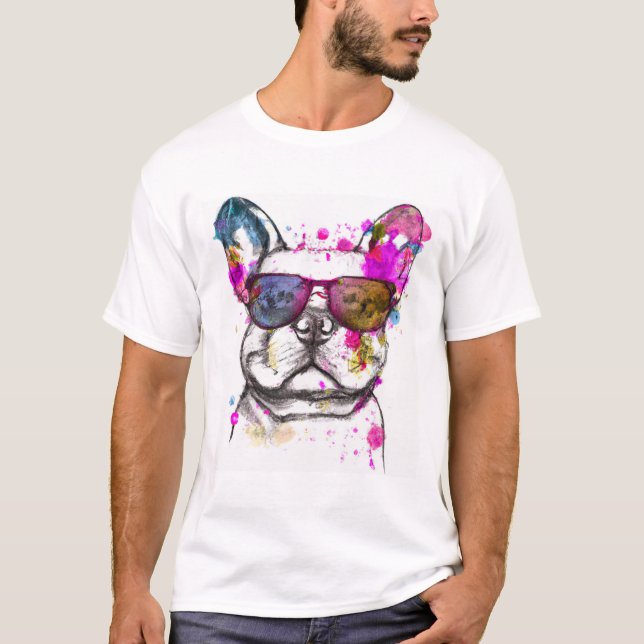Beautiful Watercolor French Bulldog T-Shirt (Vorderseite)