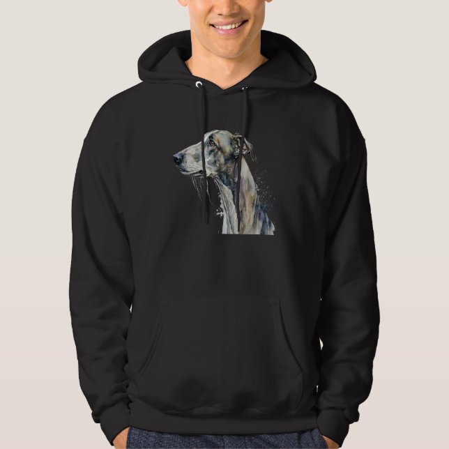 Beautiful Watercolor Greyhound Portrait Hoodie (Vorderseite)