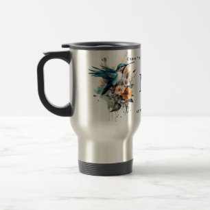 Beautiful Watercolor Hummingbird Monogram Name Reisebecher