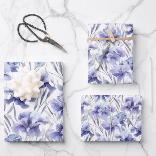 Beautiful Watercolor Iris Blume Lila Kunst Geschenkpapier Set