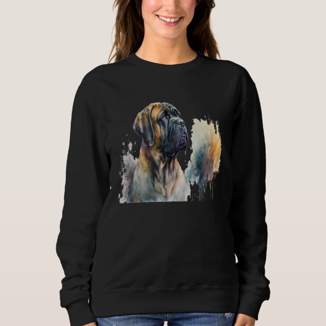 Beautiful Watercolor Mastiff Portrait Sweatshirt (Vorderseite)