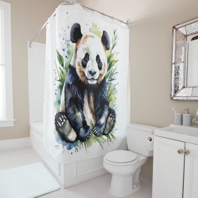 Beautiful Watercolor Panda Bear Duschvorhang (Beispiel)