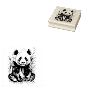 Beautiful Watercolor Panda Bear Gummistempel