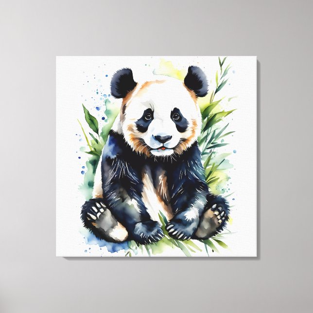 Beautiful Watercolor Panda Bear Leinwanddruck (Vorderseite)