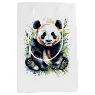 Beautiful Watercolor Panda Bear Mittlere Geschenktüte