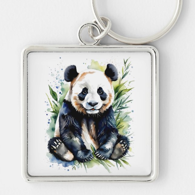 Beautiful Watercolor Panda Bear Schlüsselanhänger (Vorne)