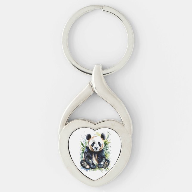 Beautiful Watercolor Panda Bear Schlüsselanhänger (Vorderseite)