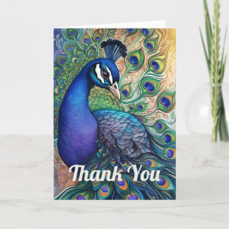 Beautiful Watercolor Peacock Dankeskarte