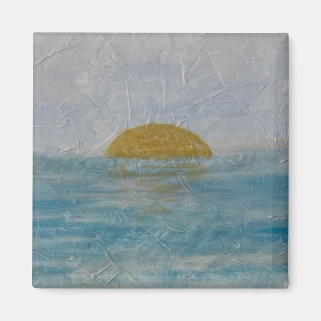 Beautiful Watercolor Sun and Water Square Magnet  (Devant)