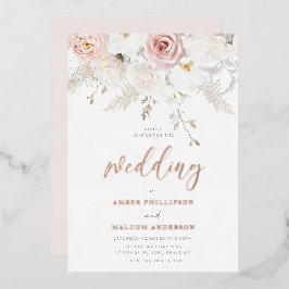 Beautiful Wedding Flowers Real Rose Gold Folieneinladung