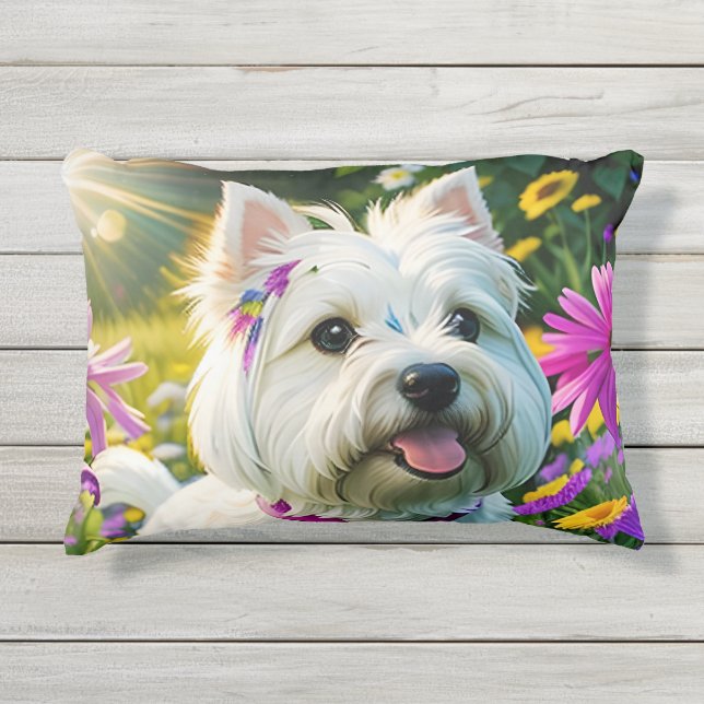 Beautiful Westie Dog Two Kissen Für Draußen (Vorderseite)