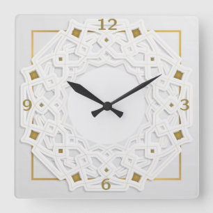 Beautiful white and gold calligraphy quadratische wanduhr