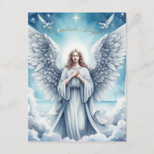 Beautiful White Guardian Angel Feiertagspostkarte
