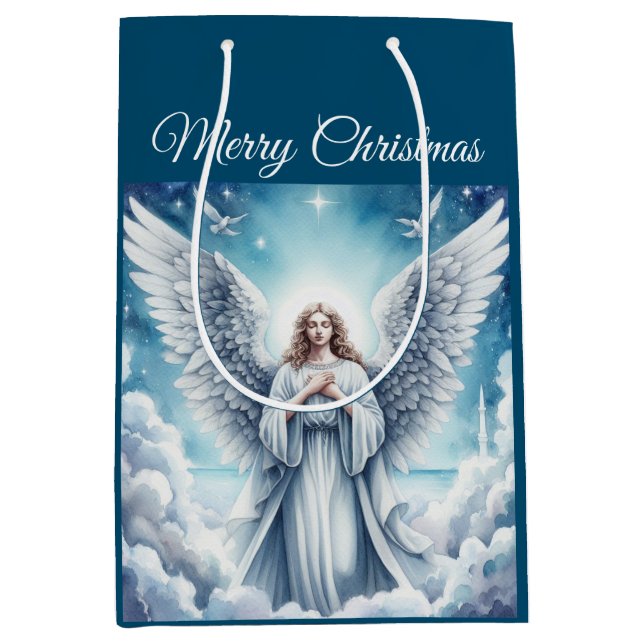 Beautiful White Guardian Angel Mittlere Geschenktüte (Vorderseite)
