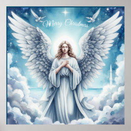 Beautiful White Guardian Angel Poster