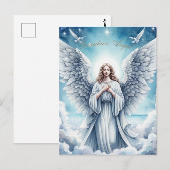 Beautiful White Guardian Angel Postkarte (Vorne/Hinten)