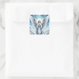 Beautiful White Guardian Angel Quadratischer Aufkleber