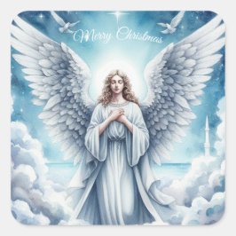 Beautiful White Guardian Angel Quadratischer Aufkleber