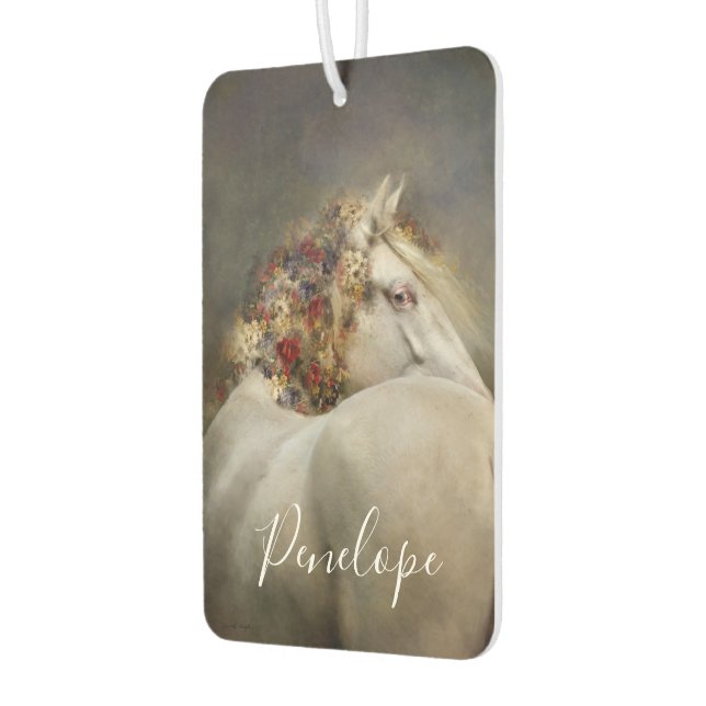 Beautiful White Horse Boho Monogram Name Autolufterfrischer (Links)